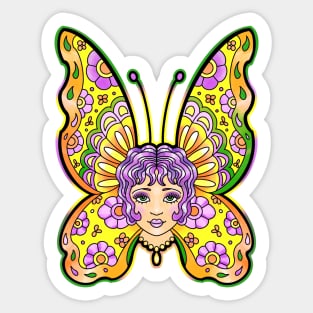 Butterfly girl traditional tattoo style Sticker